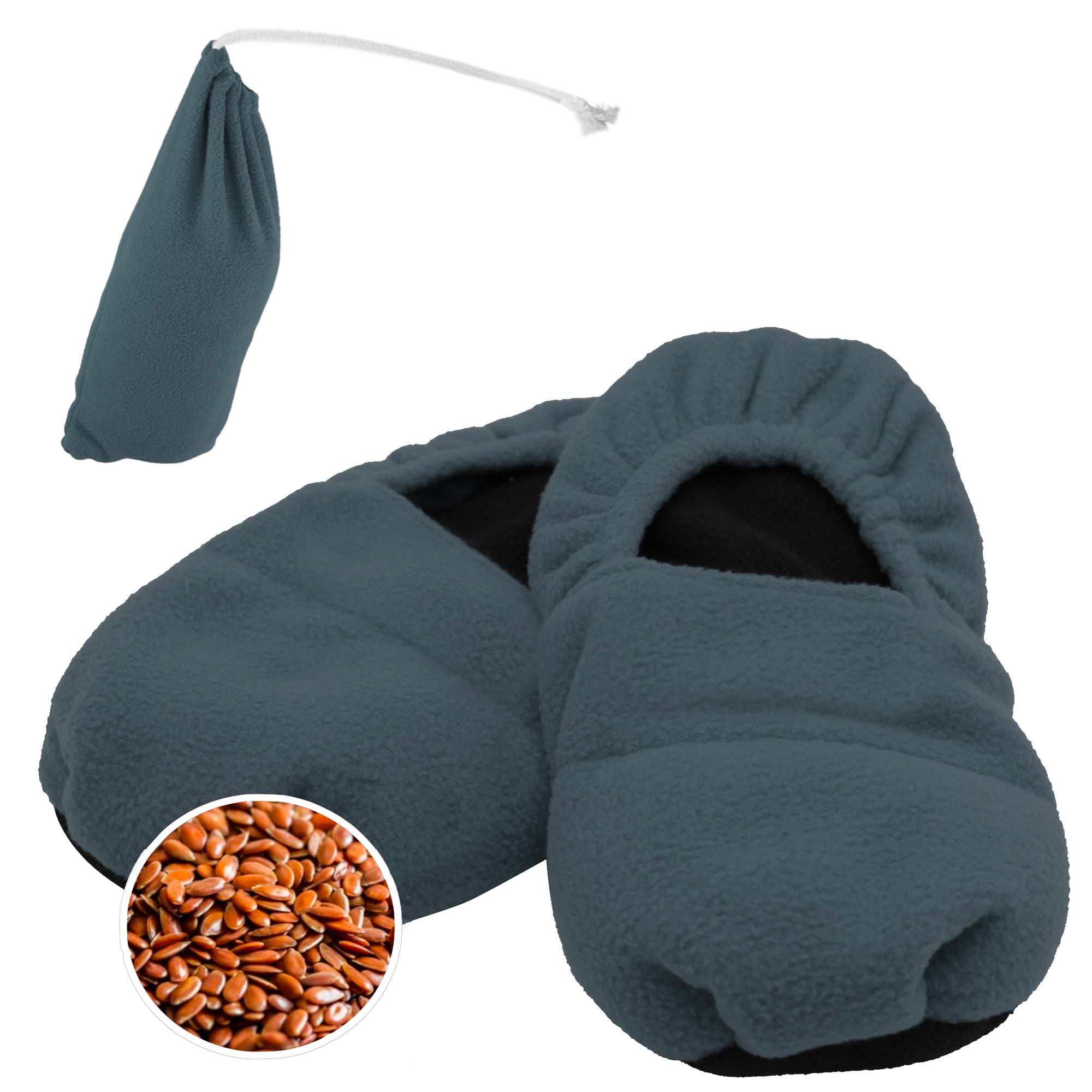 Fishtec - Chaussons chauffants Graines de lin Micro-ondes Chaud Froid polaire doux taille 41 45 Pochette incluse Confort Détente - Image 1