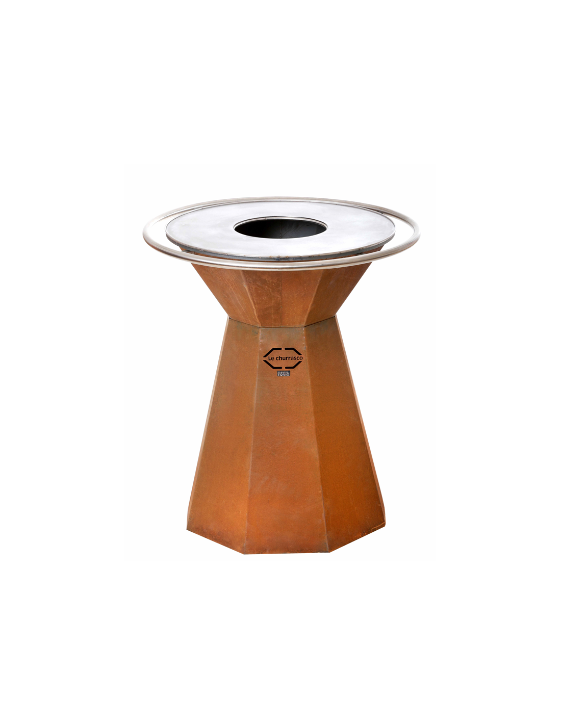 Brasero pyramidal acier corten main courante inox ø70 - Image 1