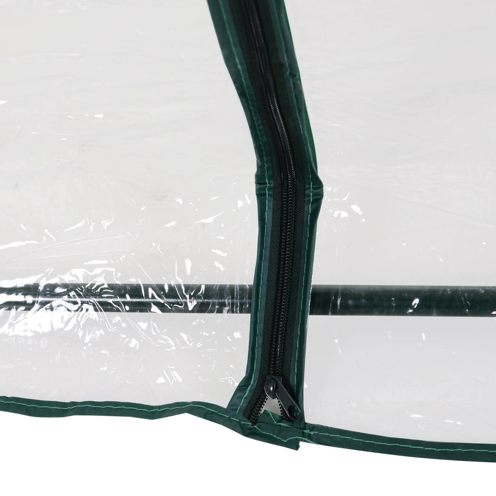 Serre de Jardin Tunnel mini serre tunnel serre à tomates 2,5L x 1l x 0,8H m Grande Porte zippée bâche PVC Transparent métal époxy Vert - Image 8