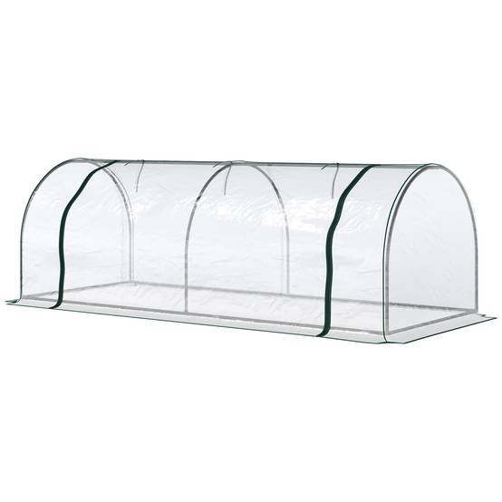 Serre de Jardin Tunnel mini serre tunnel serre à tomates 2,5L x 1l x 0,8H m Grande Porte zippée bâche PVC Transparent métal époxy Vert - Image 1