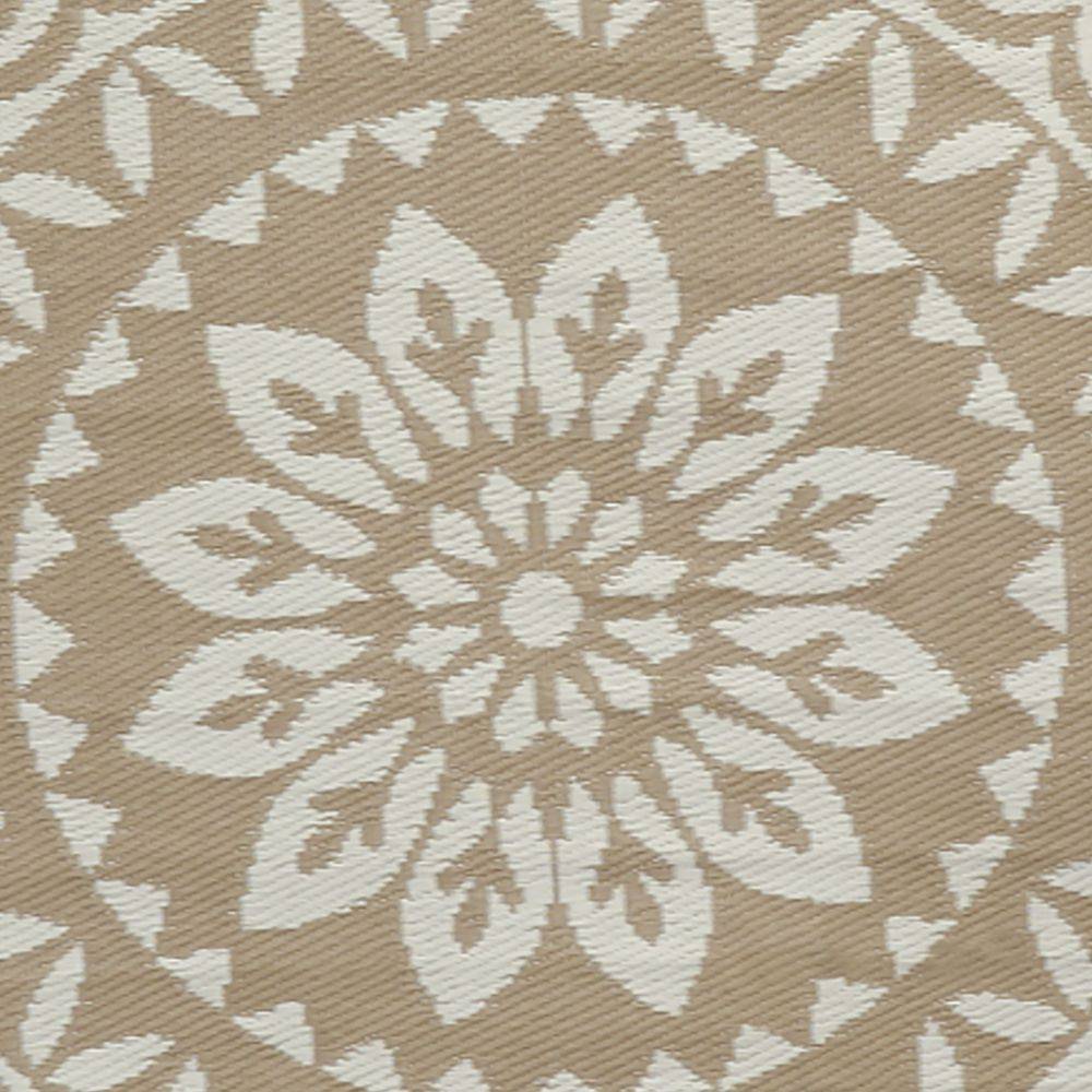 Aubry Gaspard - Tapis d'extérieur rond en polypropylène D150 cm Mandala - Beige - Image 3