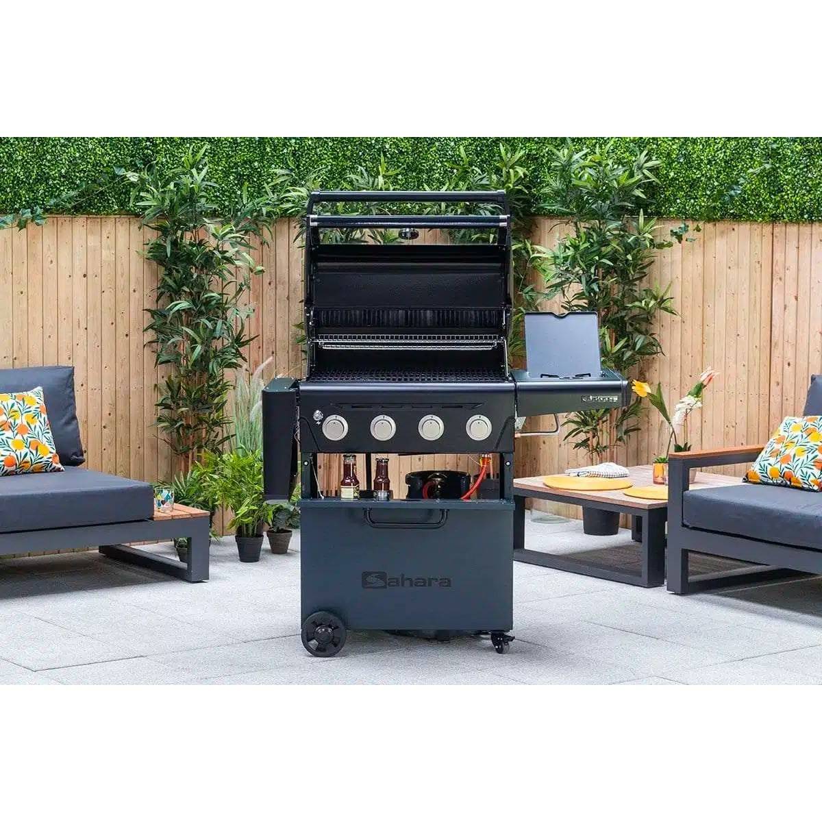 Barbecue à gaz mobile Sahara 18,7 kW, Cuisson polyvalente 4 brûleurs + 1 bruleur latéral - BBQ Idéal pour 8 à 10 convives - Image 4