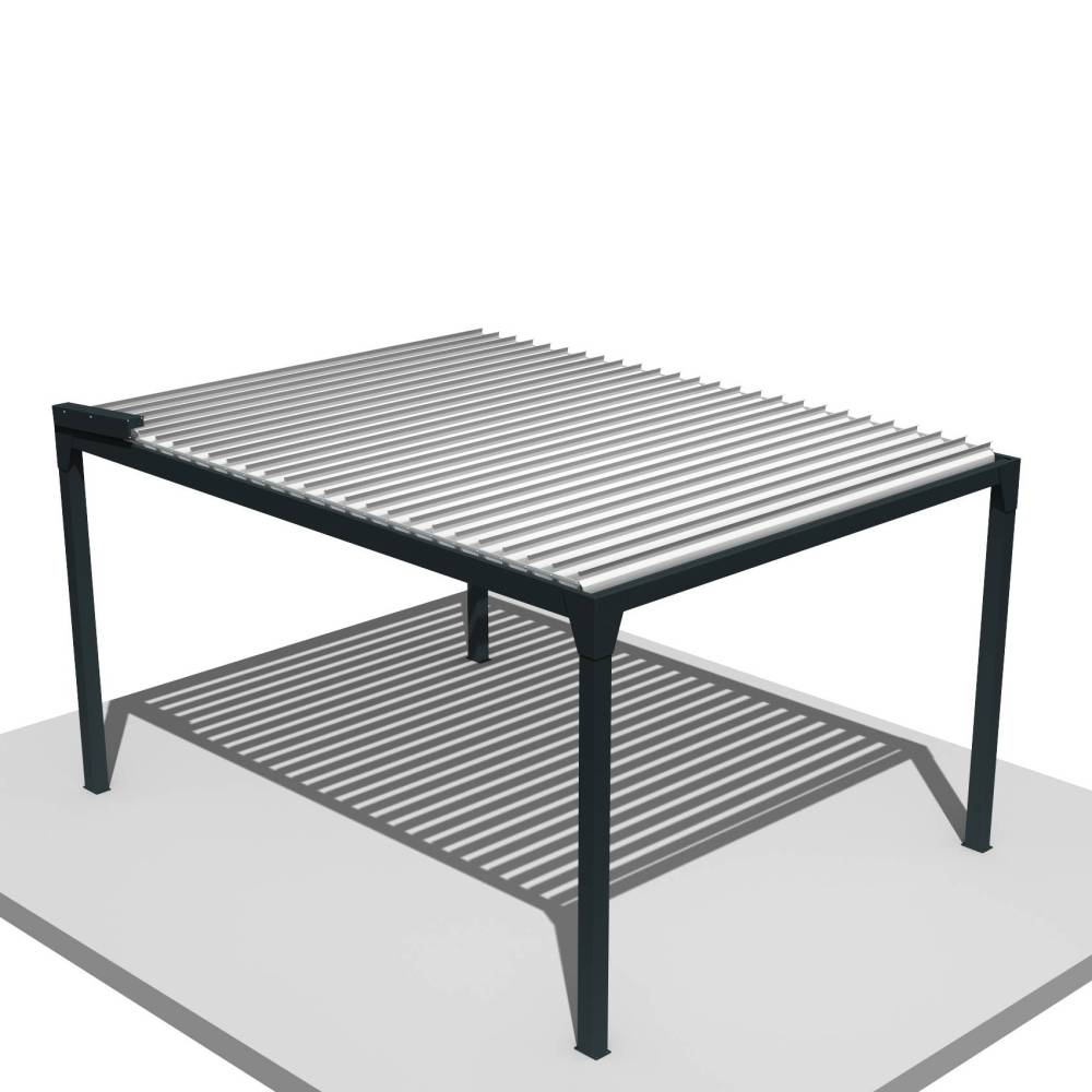 Intersun - Pergola Bioclimatique BERYL Ilot - Mixte Gris Anthracite/Blanc - 3,50x4,00 M - Vérin à Télécommande - Image 1