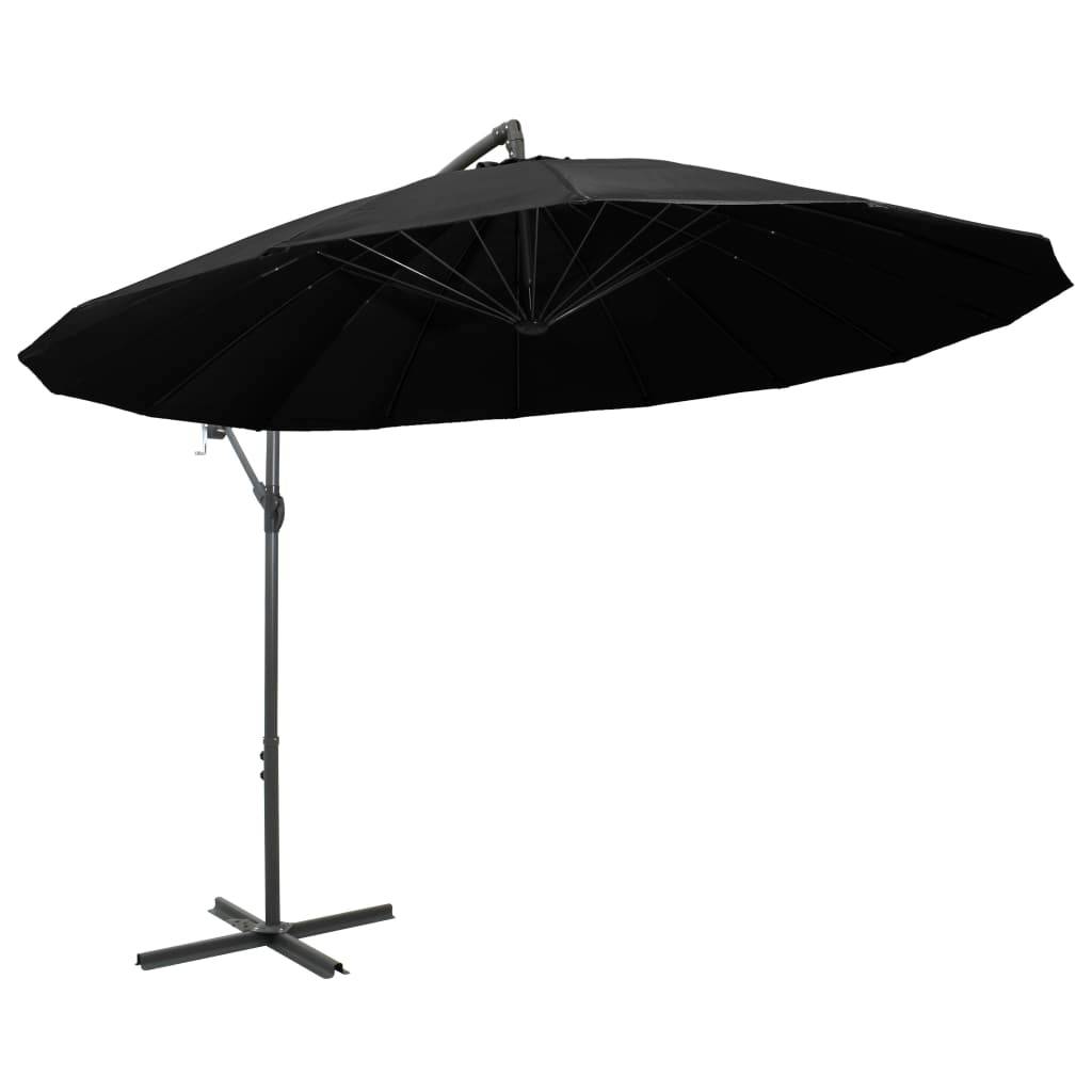Helloshop26 - Parasol d'extérieur suspendu 3 m mât en aluminium noir - Image 2