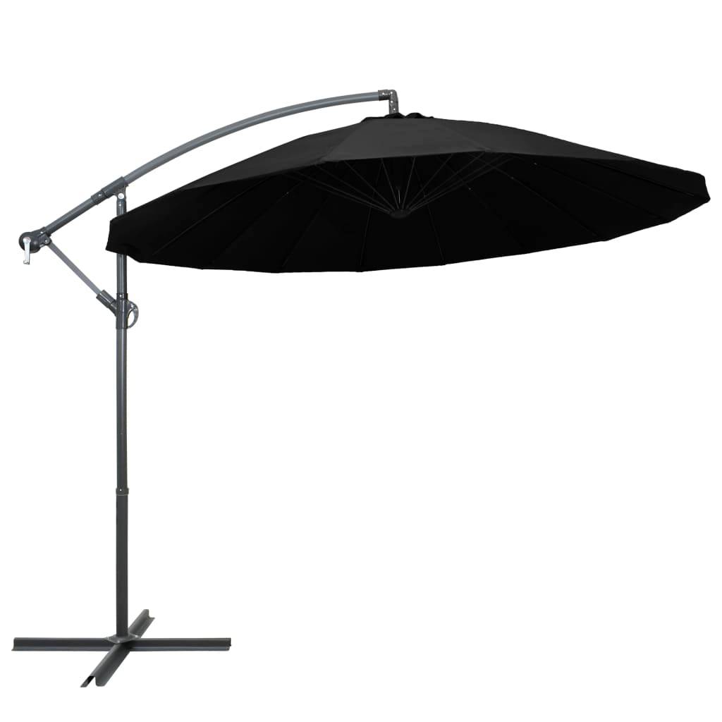 Helloshop26 - Parasol d'extérieur suspendu 3 m mât en aluminium noir - Image 1