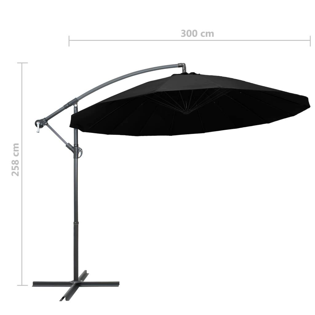 Helloshop26 - Parasol d'extérieur suspendu 3 m mât en aluminium noir - Image 8