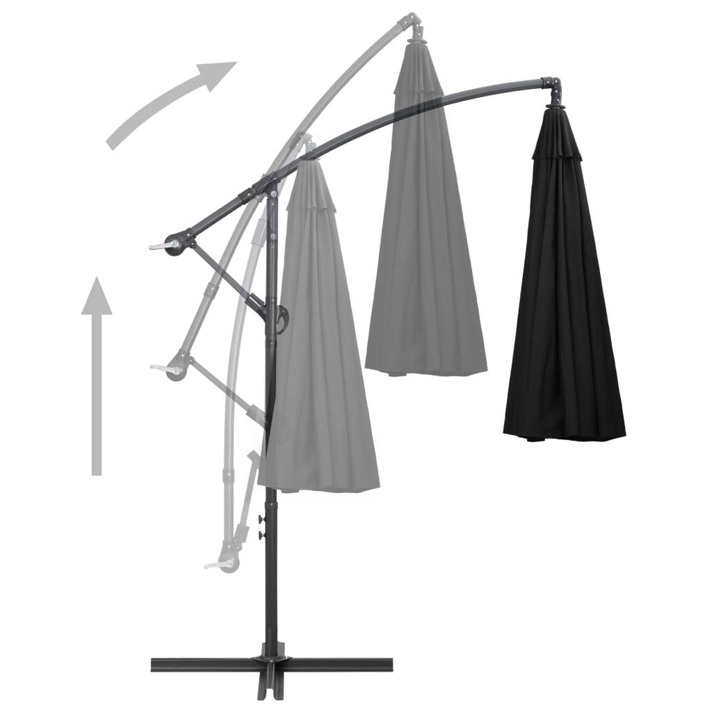 Helloshop26 - Parasol d'extérieur suspendu 3 m mât en aluminium noir - Image 4