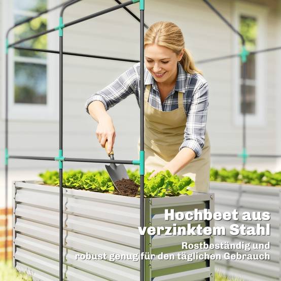 Serre jardin carré potager acier culture tomates protection 141x141x190cm blanc - ComfortXL Outdoor Living - Image 5