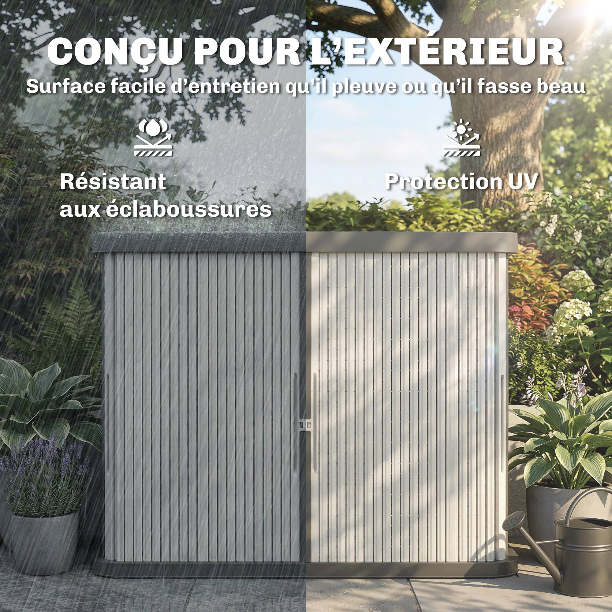 Coffre de Rangement Extérieur Résine Outils Jardin 2 Niveaux 120x59x92cm Marron - ComfortXL Outdoor Living - Image 9