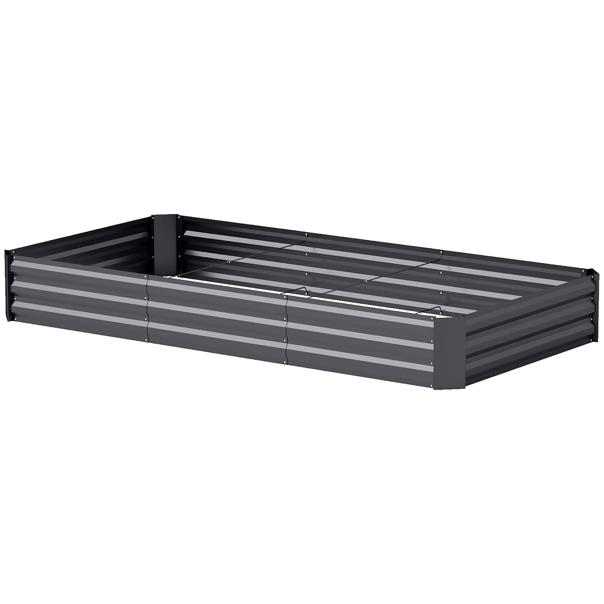 Sans Marque - Potager surélevé acier 835L fond ouvert 240x120x30 cm gris foncé - Image 2