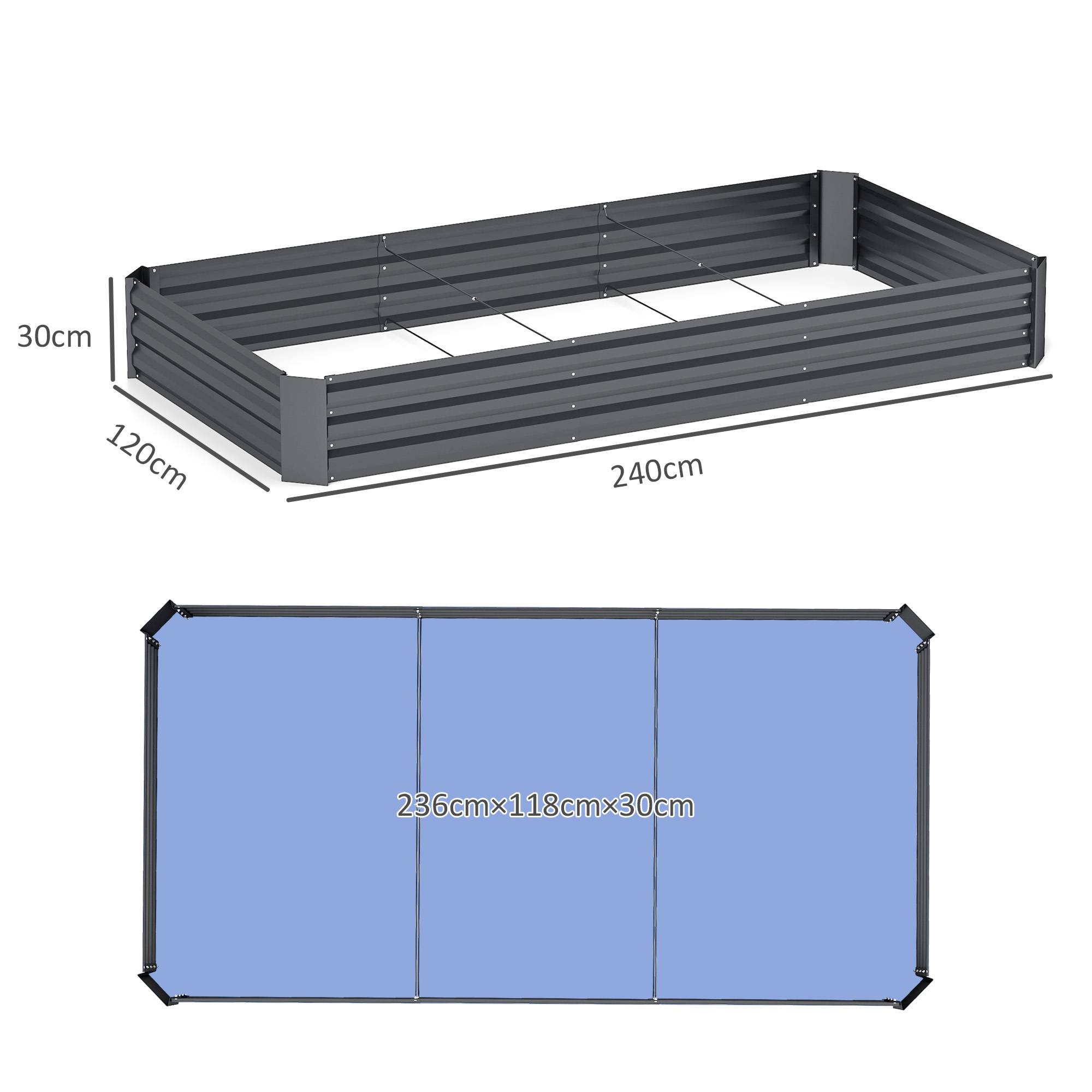Sans Marque - Potager surélevé acier 835L fond ouvert 240x120x30 cm gris foncé - Image 5