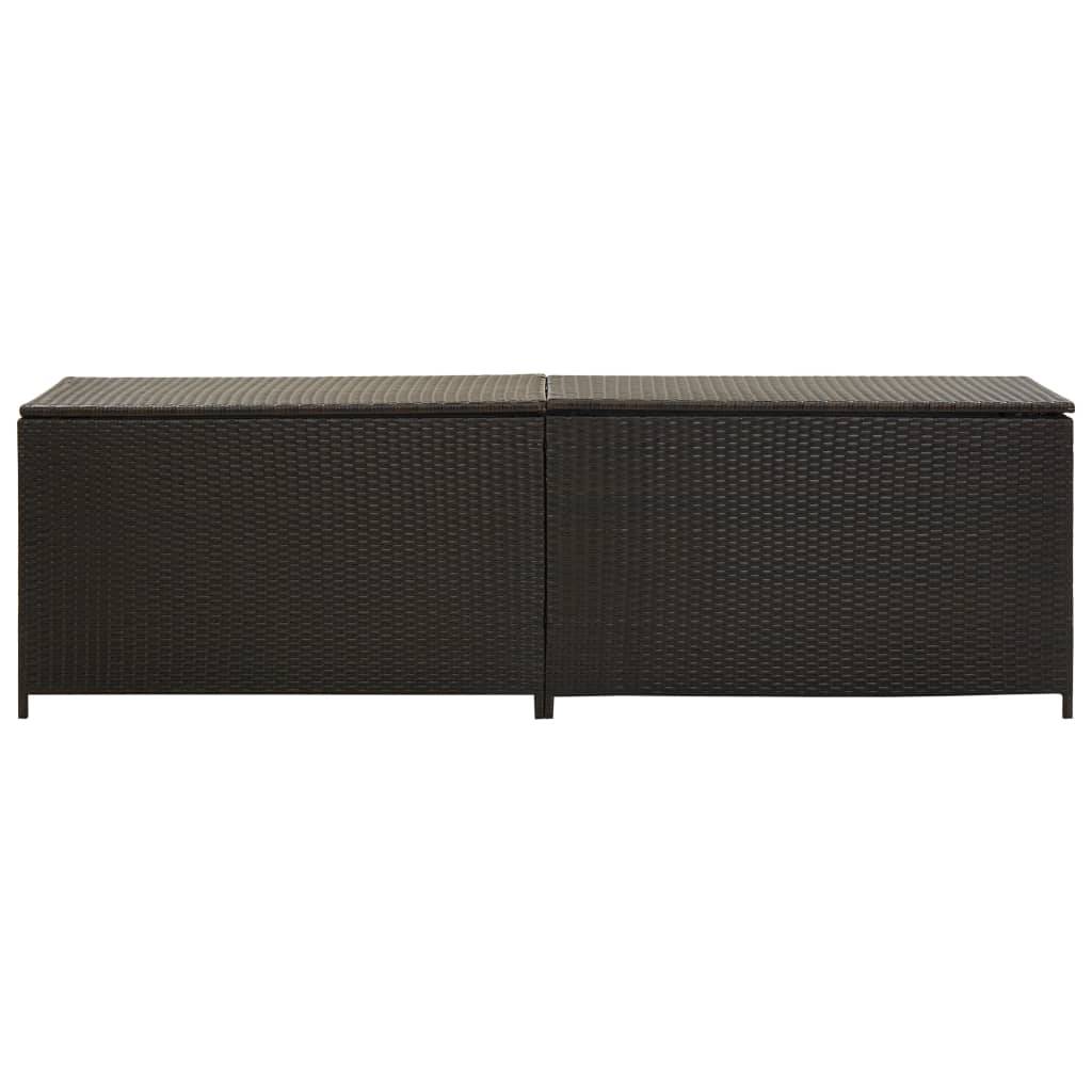 Coffre boîte meuble de jardin rangement résine tressée 200 x 50 x 60 cm marron - Image 2