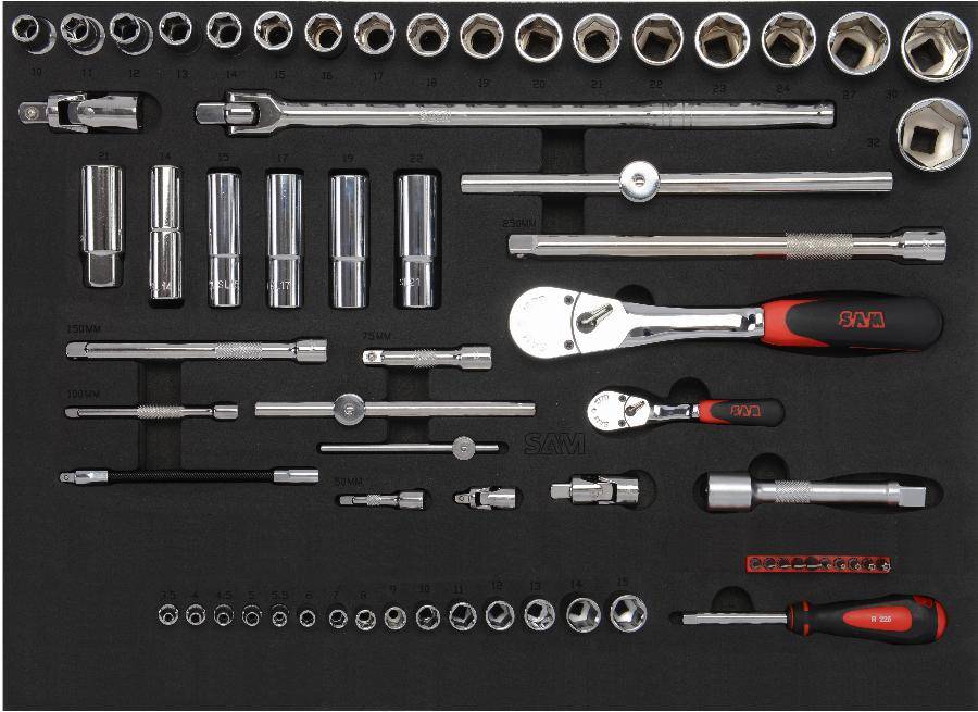 Servante 6 tiroirs + 135 outils de maintenance indus. SAM OUTILLAGE modules abs - 416-135SV - Image 2