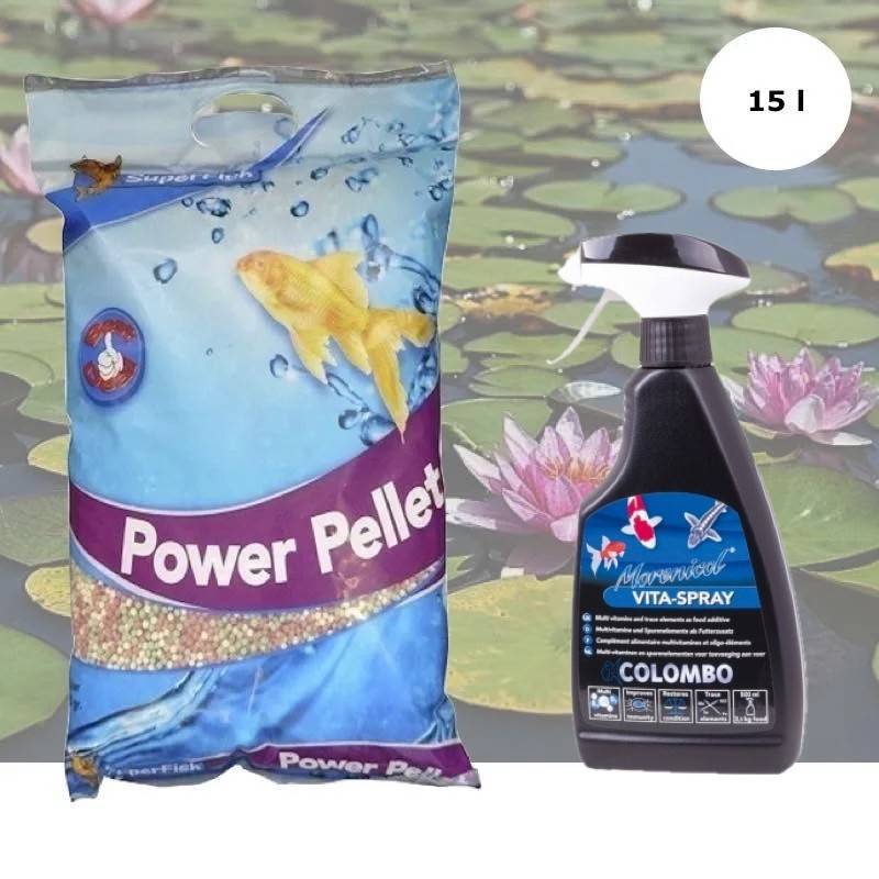 Superfish - Pack Granulés 15 L + Spray Vitaminé – Poissons de Bassin et Étangs