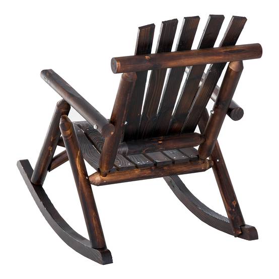 Fauteuil à bascule bois massif carbonisé jardin terrasse détente 97x69x93cm - ComfortXL Outdoor Living - Image 8