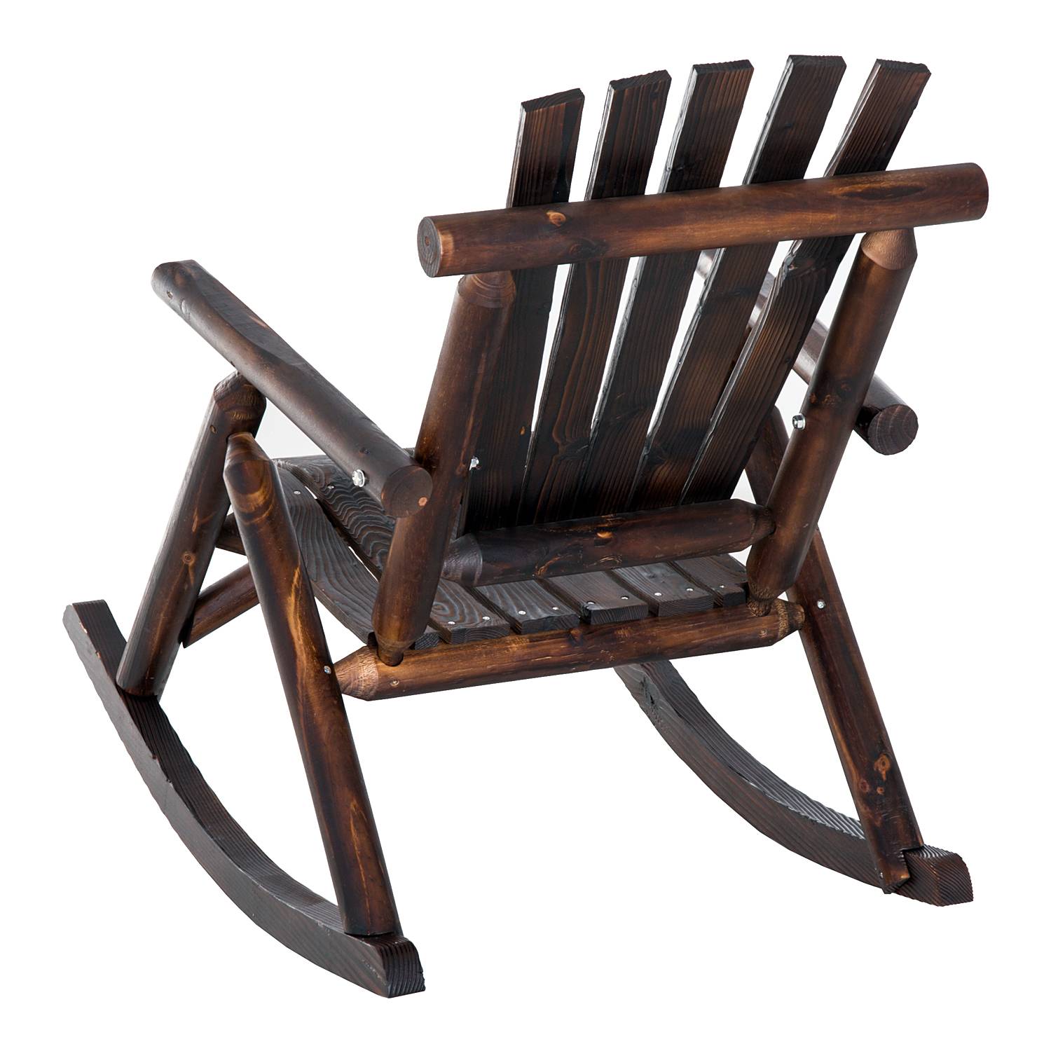 Fauteuil à bascule bois massif carbonisé jardin terrasse détente 97x69x93cm - ComfortXL Outdoor Living - Image 8