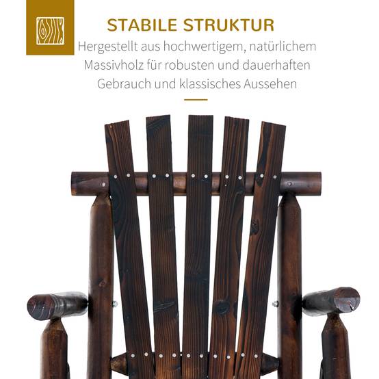 Fauteuil à bascule bois massif carbonisé jardin terrasse détente 97x69x93cm - ComfortXL Outdoor Living - Image 5