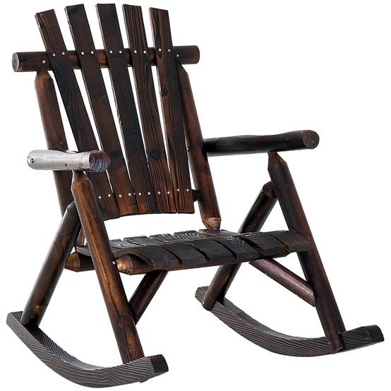 Fauteuil à bascule bois massif carbonisé jardin terrasse détente 97x69x93cm - ComfortXL Outdoor Living - Image 2