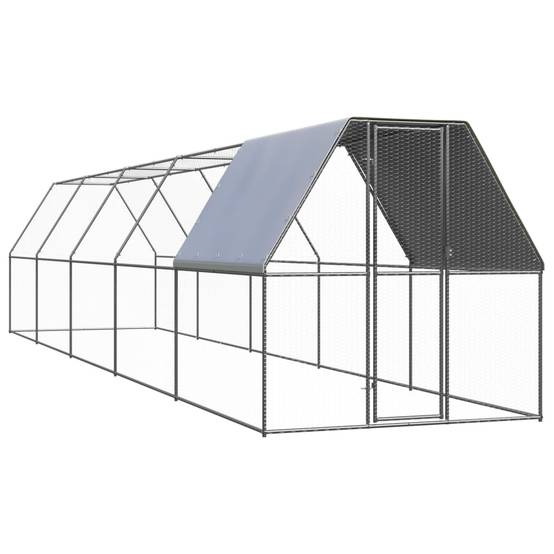 Poulailler Volière Extérieur Acier Galvanisé pour Jardin Sécurisé 2x10x2m – ComfortXL Outdoor Living - Image 1