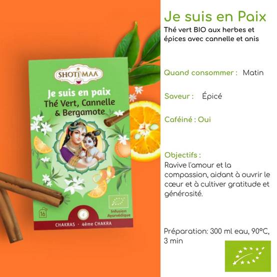 Tisane Infusion Bio Matinale Je suis en Paix - Énergétique- Équilibre et Bien-Être - joie, dévotion, estime de soi et reconnaissance - Image 2