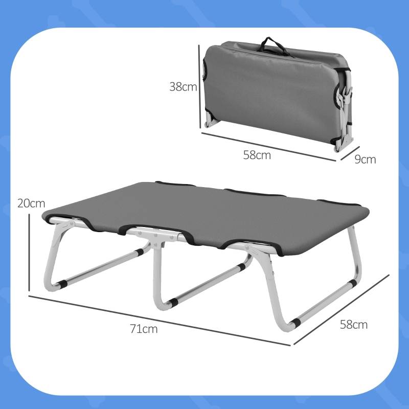 PANGIVO - Lit de camp pliant pour chien extérieur intérieur 71 x 58 x 20 cm acier et tissu oxford 600D gris anthracite - PANGIVO - Image 3