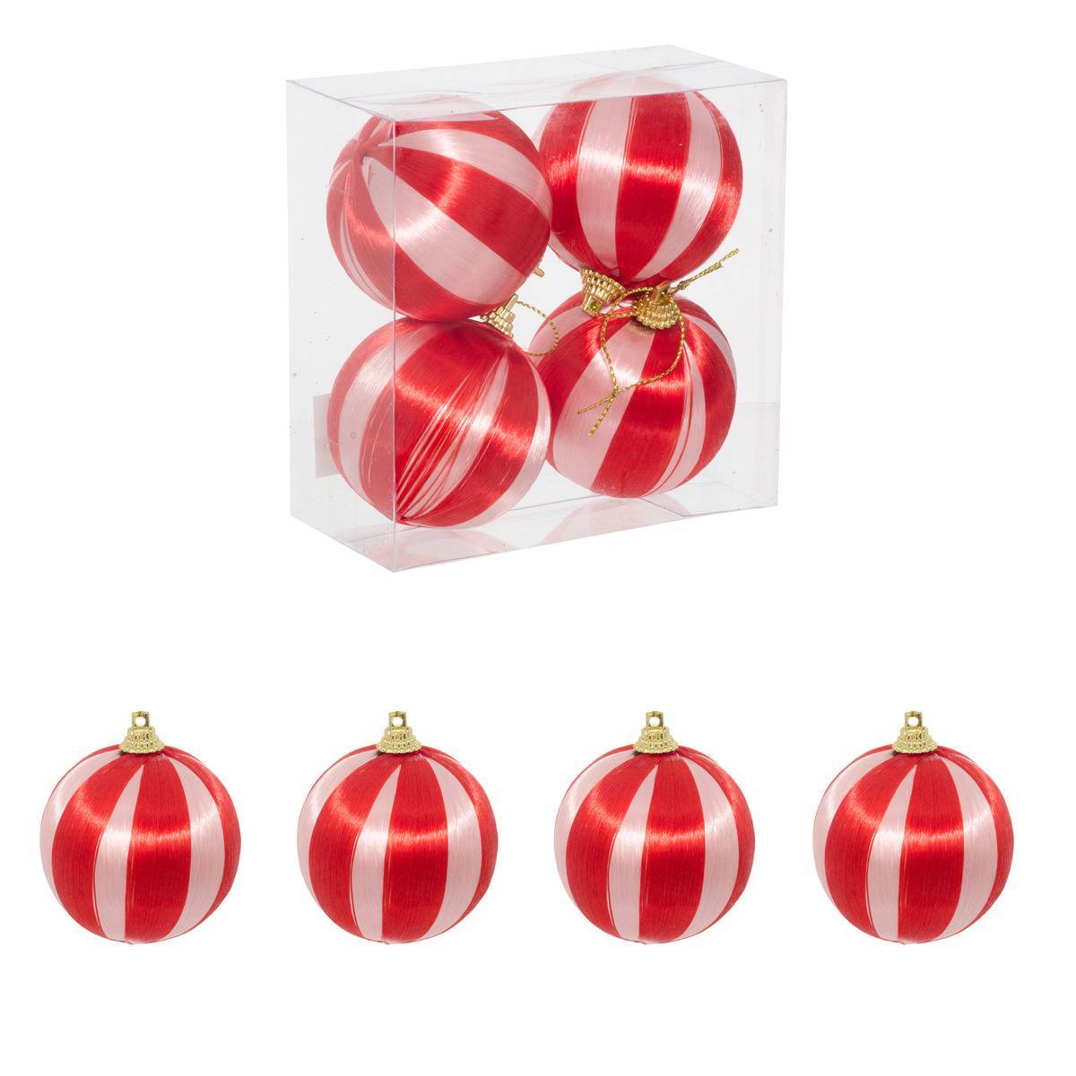 Feeric Christmas - Lot de 4 boules de Noël fils rouge et rose D. 60 mm - Feeric Lights & Christmas - Image 1