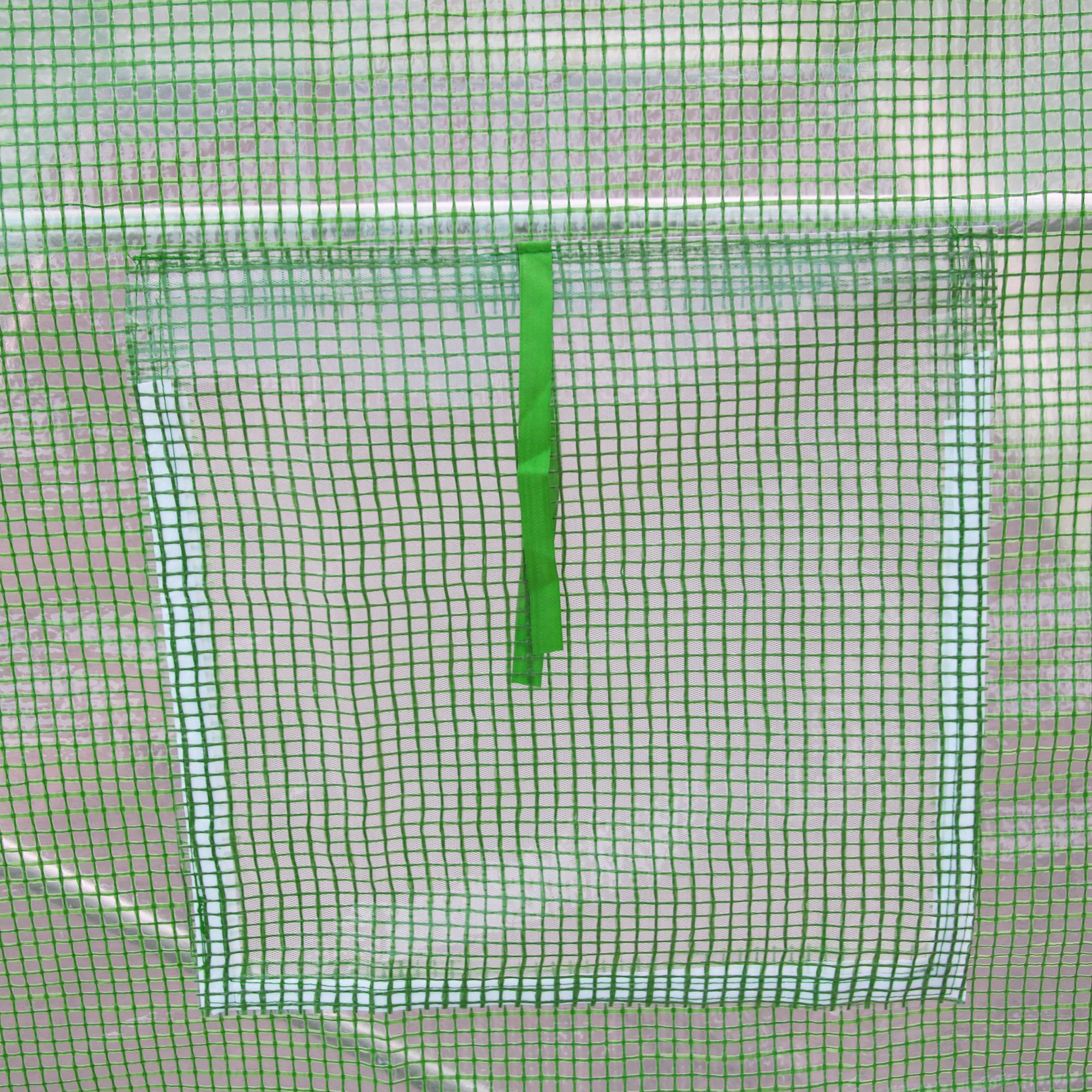 Serre tunnel de jardin 4,5 m² 3x1,5x2 m, châssis renforcé, porte zippée, 2 fenêtres enroulables, serre d'hivernage verte - Image 10