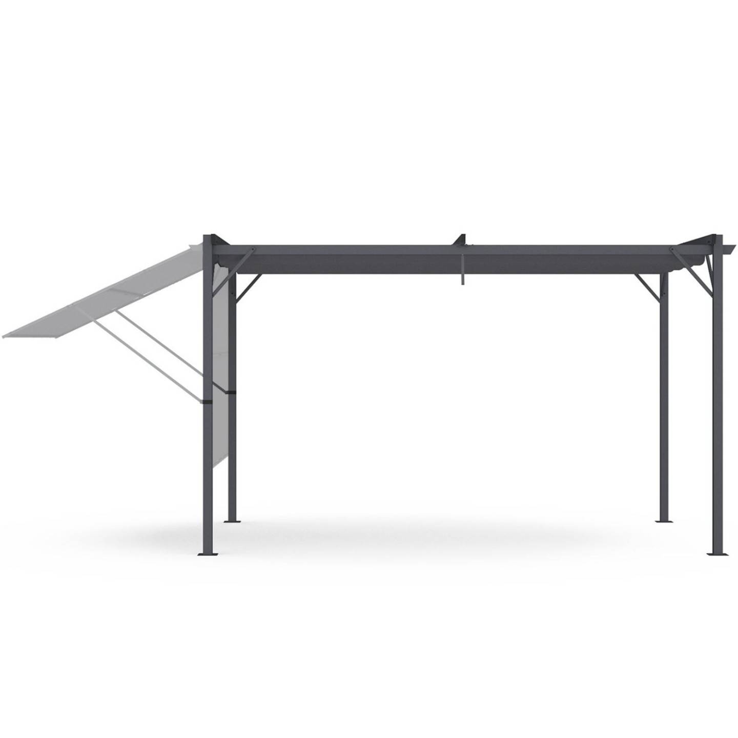Auvent inclinable et réglable 250 x 150 cm pour pergola toit rétractable gris anthracite - Image 3