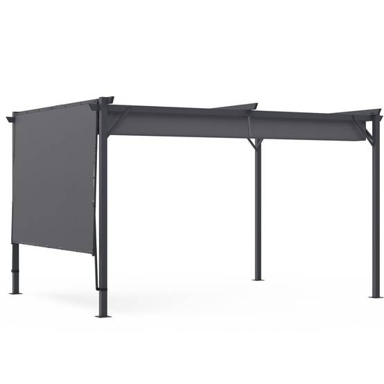 Auvent inclinable et réglable 250 x 150 cm pour pergola toit rétractable gris anthracite - Image 4