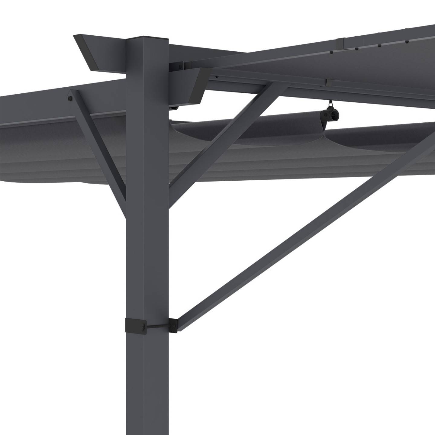 Auvent inclinable et réglable 250 x 150 cm pour pergola toit rétractable gris anthracite - Image 6