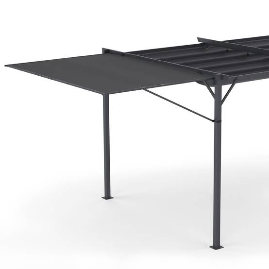 Auvent inclinable et réglable 250 x 150 cm pour pergola toit rétractable gris anthracite - Image 2