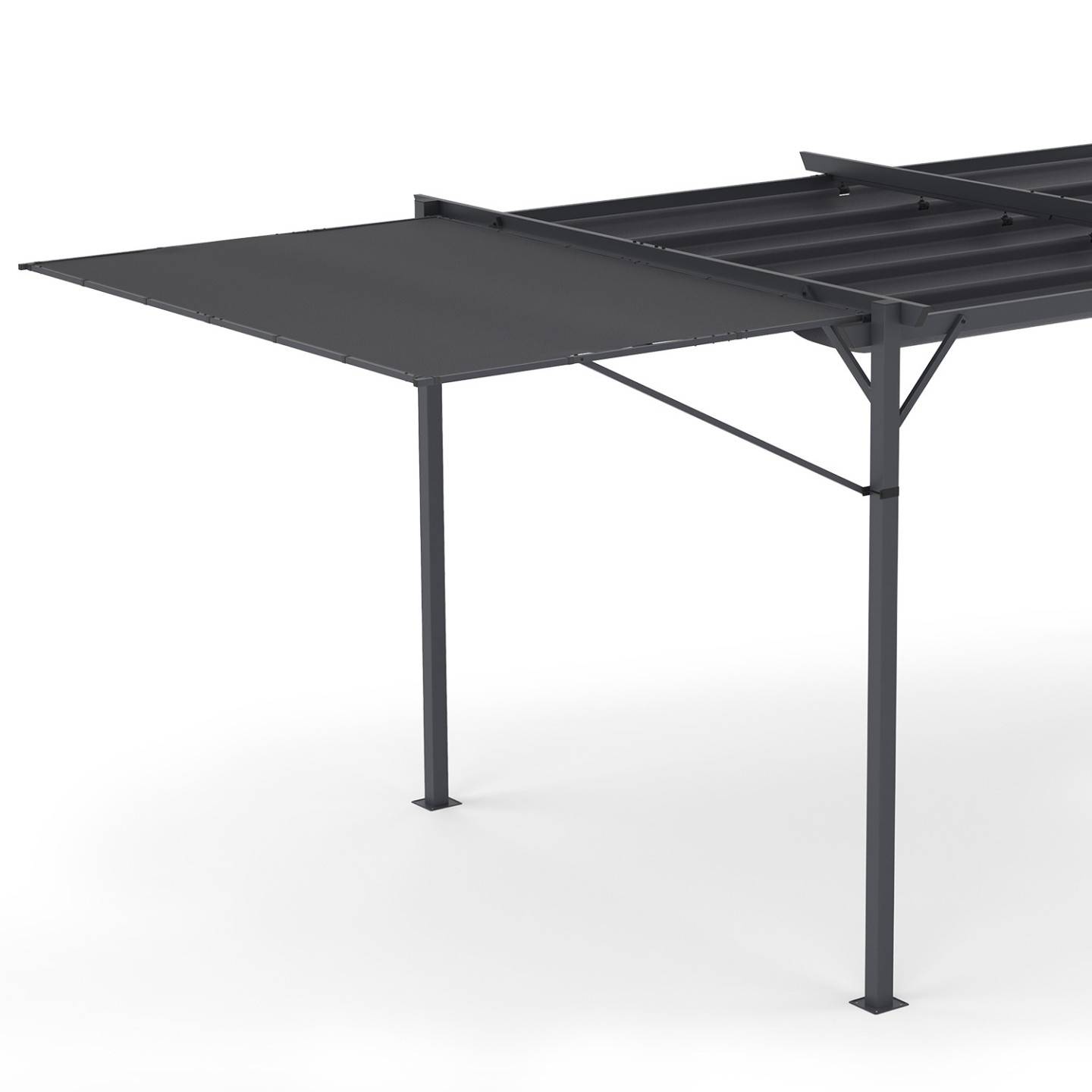 Auvent inclinable et réglable 250 x 150 cm pour pergola toit rétractable gris anthracite - Image 2