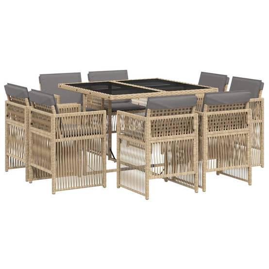 Vidaxl - Ensemble à manger de jardin et coussins 9 pcs mélange beige vidaXL 3211020 - Image 2