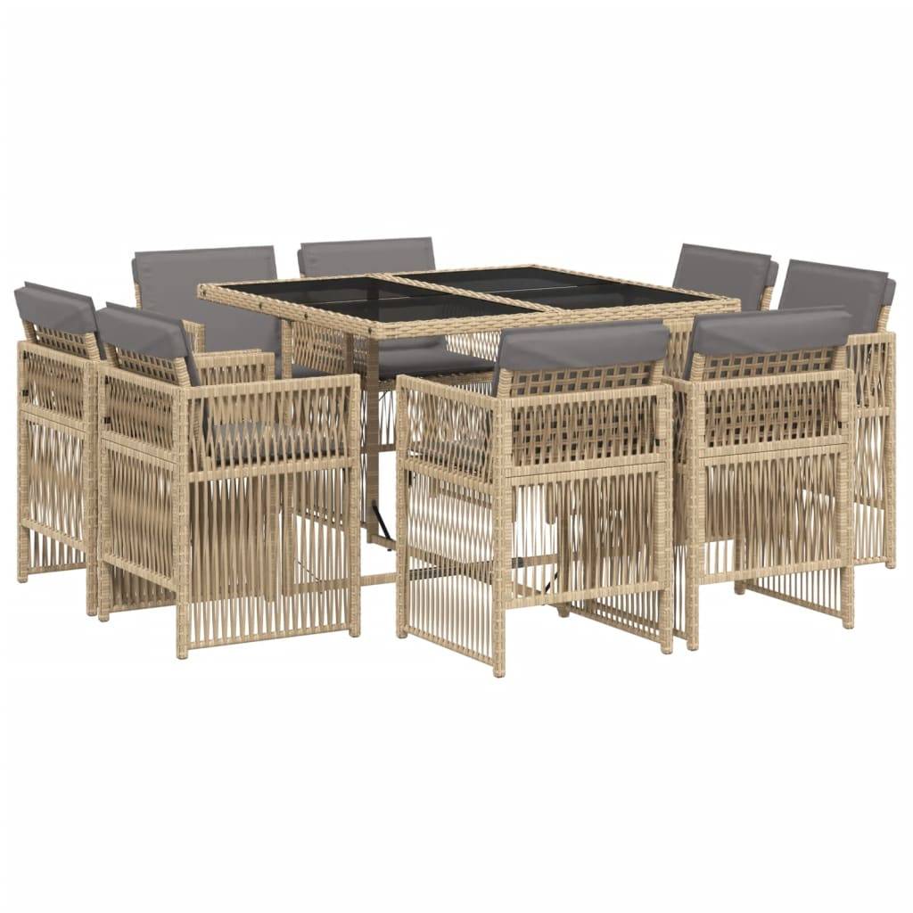 Vidaxl - Ensemble à manger de jardin et coussins 9 pcs mélange beige vidaXL 3211020 - Image 2