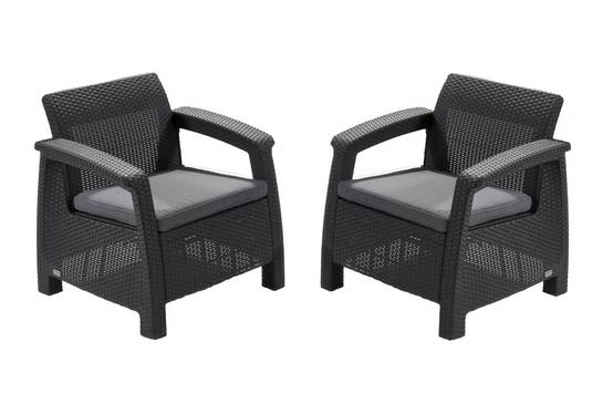 Keter - Salon de jardin 4 places et table basse Corfu - Anthracite - KETER - Image 2