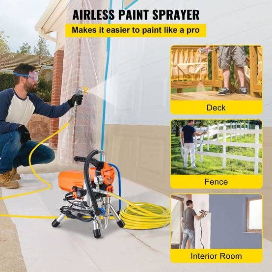 VEVOR Pulvérisateur sans air 2000W, 3000 PSI, pour peinture à l'eau et à l'huile, intérieur/extérieur. - Image 2