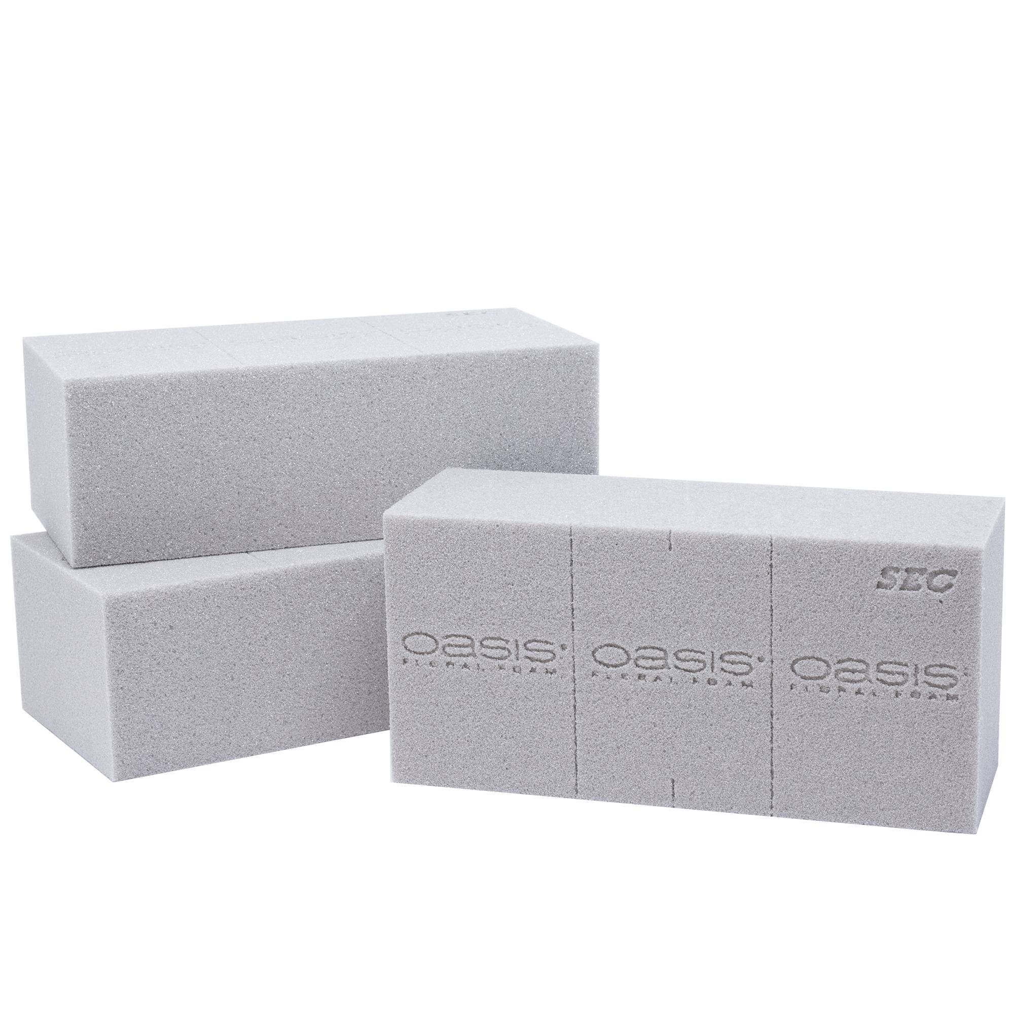 Flowerbox - 3x OASIS® SEC mousse de piquage pour arrangements de fleurs séchées - 23 x 11 x 7,5 cm - pour mariage, anniversaire, église, en forme de brique - Image 1