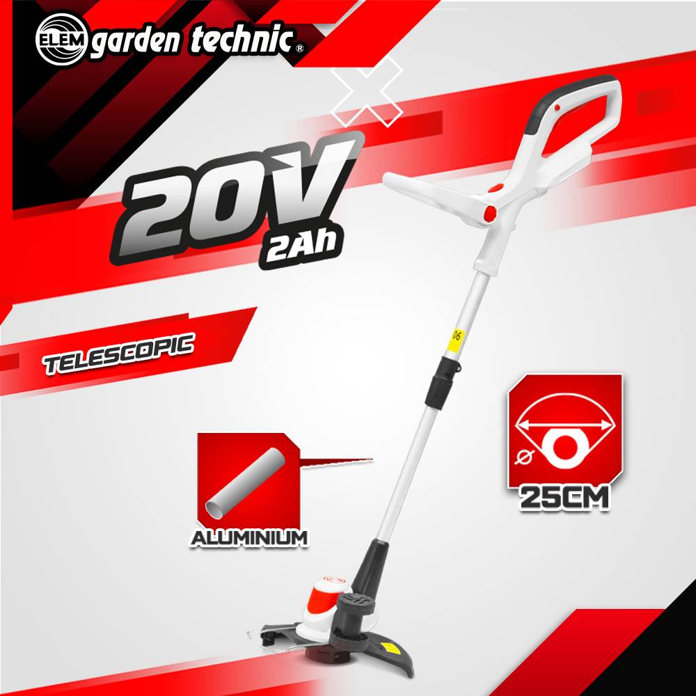 Elem Garden Technic - Tondeuse et coupe bordures rechargeables 20V max + 2 batteries - Elem Garden. - Image 2