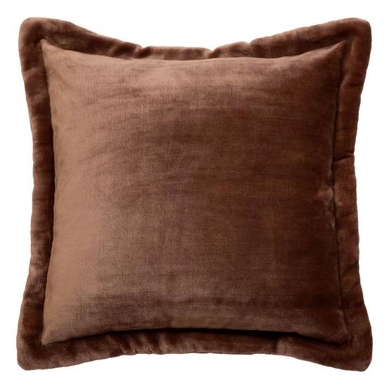 Coussin Déco Flanelle "Cuddly" 53x53cm Marron - Image 1