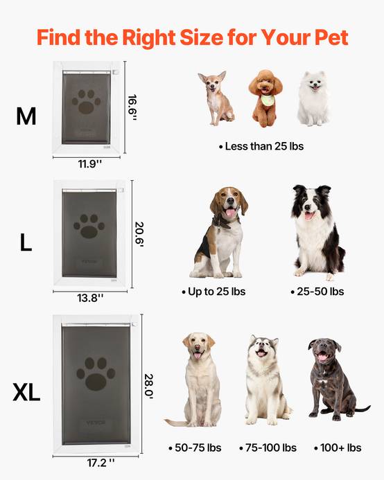 VEVOR Porte pour Chien Chatière à Triple Rabat Magnétique Cadre Métal Taille L - Image 6