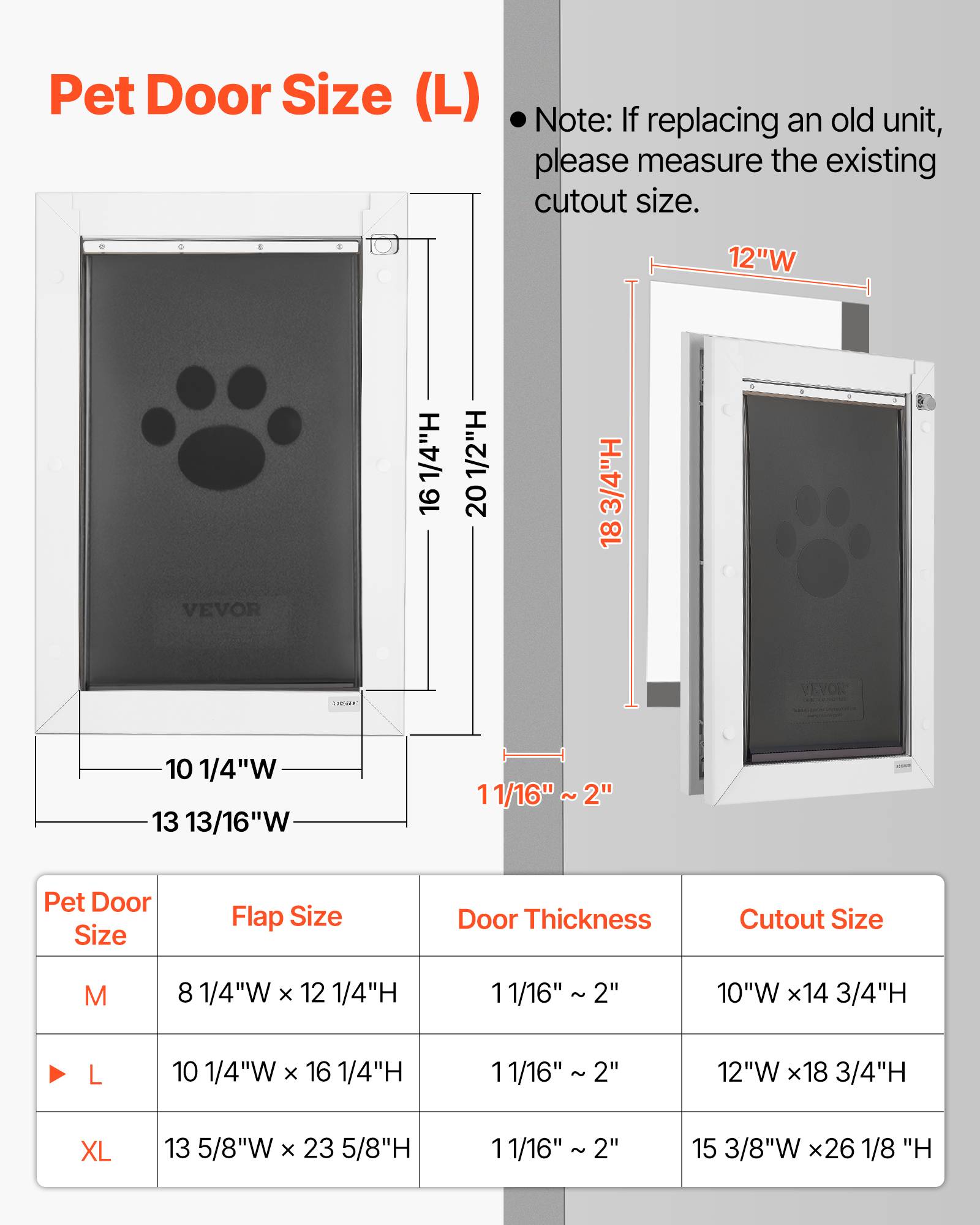 VEVOR Porte pour Chien Chatière à Triple Rabat Magnétique Cadre Métal Taille L - Image 5