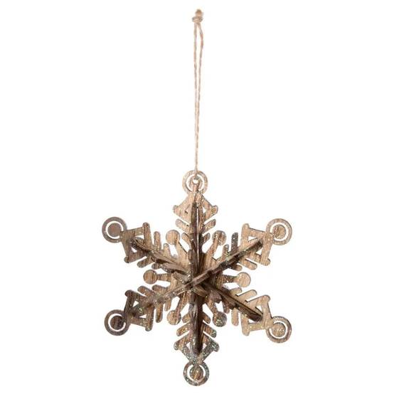 Sujet de Noël Flocon 3D "Marron Glacé" 13cm Naturel