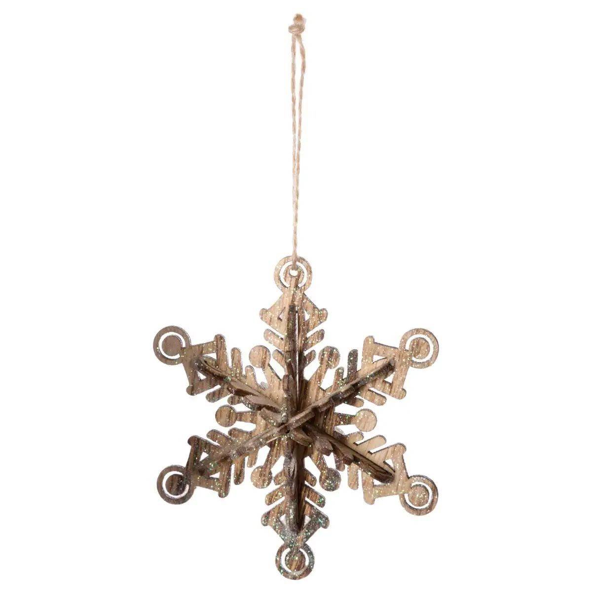 Sujet de Noël Flocon 3D "Marron Glacé" 13cm Naturel
