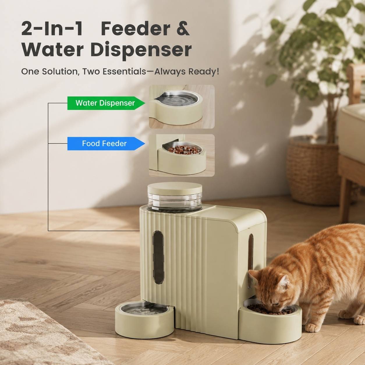 Distributeur Automatique 2 en 1 Eau et Nourriture pour Chat Gravity Feed - Image 2
