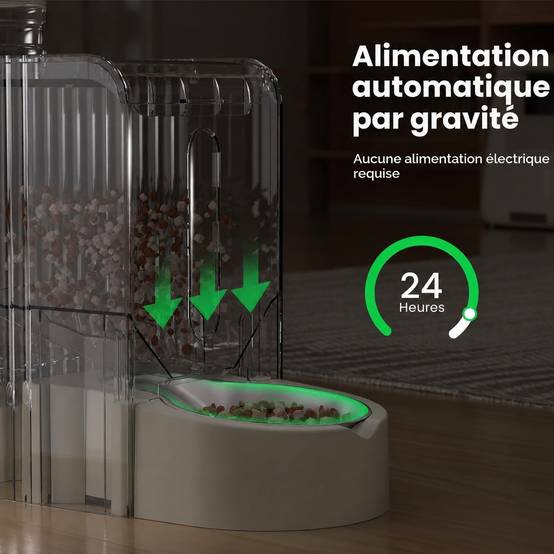 Distributeur Automatique 2 en 1 Eau et Nourriture pour Chat Gravity Feed - Image 4