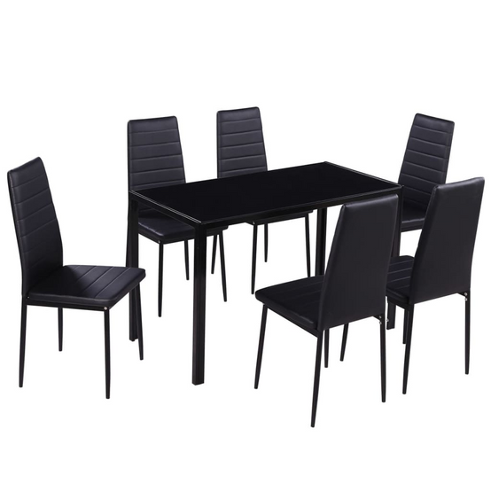 Vidaxl - Ensemble de table à manger sept pièces noir - vidaXL - Image 1