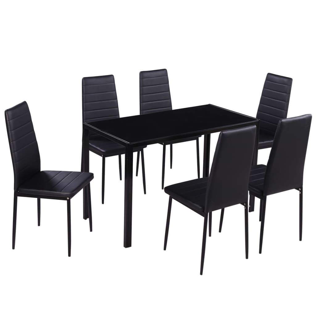 Vidaxl - Ensemble de table à manger sept pièces noir - vidaXL - Image 1