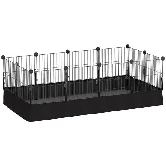 Enclos pour animaux de compagnie en métal à monter soi-même, 12 panneaux, tapis imperméable, pour cochons d'Inde et hérissons, 120 x 60 x 40 cm, noir - Image 1