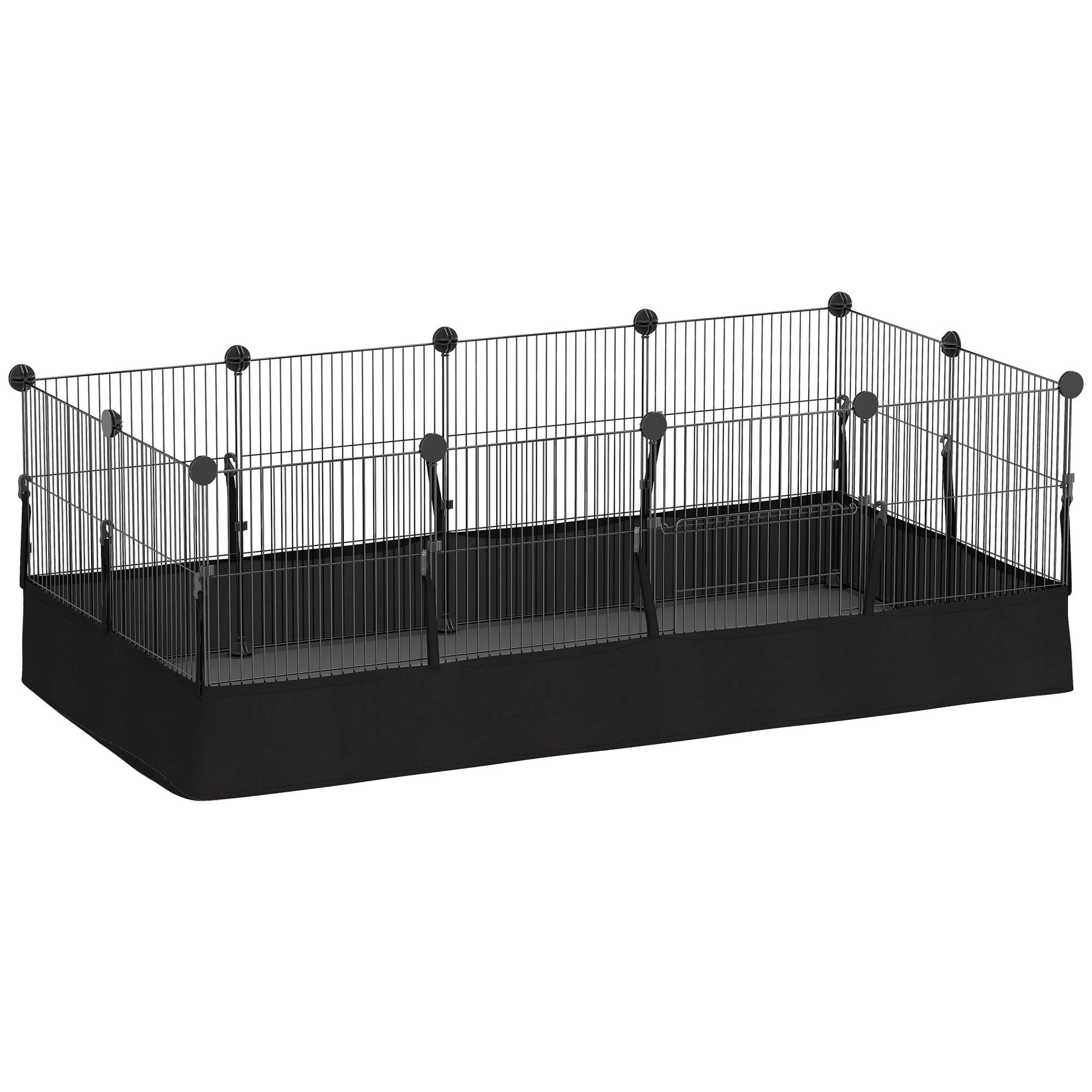 Enclos pour animaux de compagnie en métal à monter soi-même, 12 panneaux, tapis imperméable, pour cochons d'Inde et hérissons, 120 x 60 x 40 cm, noir - Image 1