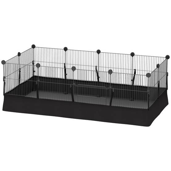 Enclos pour animaux de compagnie en métal à monter soi-même, 12 panneaux, tapis imperméable, pour cochons d'Inde et hérissons, 120 x 60 x 40 cm, noir - Image 2